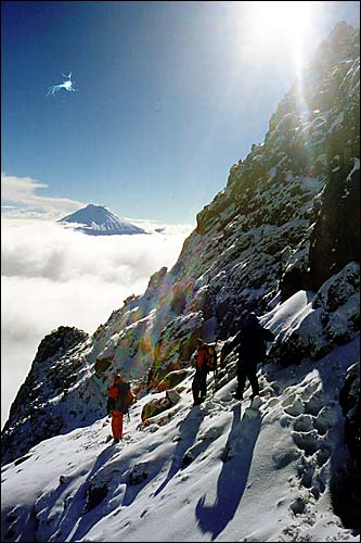 Climbing down Vulcan Illiniza Norte -- Illiniza Norte, Ecuador