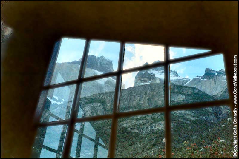View of Los Cuernos from refugio -- Torres del Paine, Chile