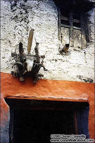 Evil spirits beware: A fetish protects those within. -- Kagbeni, Nepal