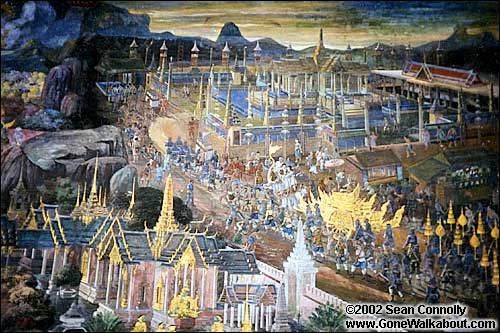 One of the murals surrounding Wat Pra Keo -- Bangkok, Thailand